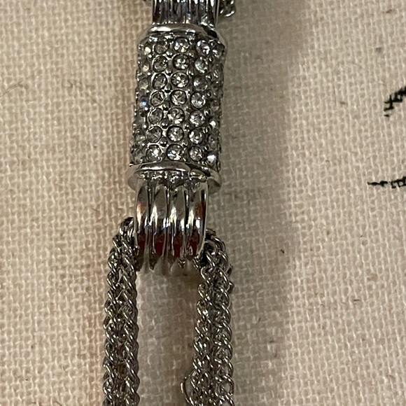 Nicole Miller silver multi stranded  chain Necklace W/Rhinestones - Picture 8 of 11